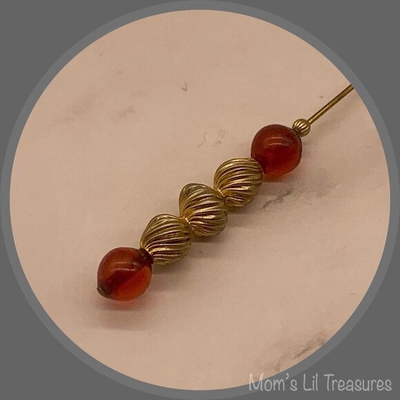 Red Orange And Gold Textured - 8” • Hatpin - Stick Pin • 4/2 - Picture 3 of 11